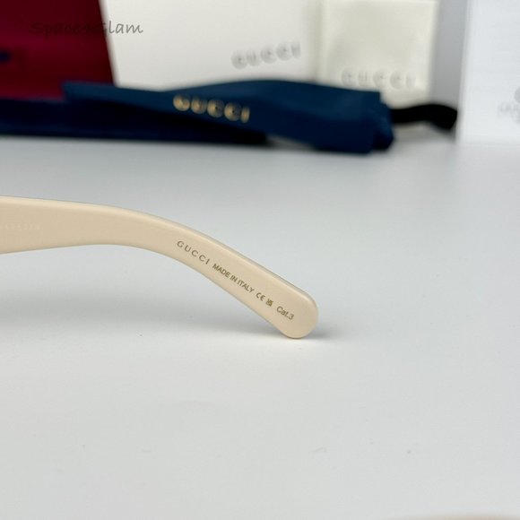 Gucci Men Sunglasses Ivory Brown Rectangle GG1403SK 004 BRAND NEW - Picture 5 of 10